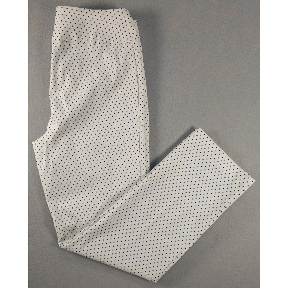 Lisette L Womens Size 6 White Black Polka Dot Pull On Straight Leg Pants